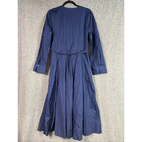 Madewell Tie-Waist Midi Shirtdress Midnight Navy Size 10 NWT NX636 - Picture 8 of 12